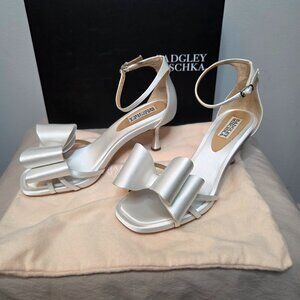 Badgley Mishka Heels, White Satin, Women's Size 7